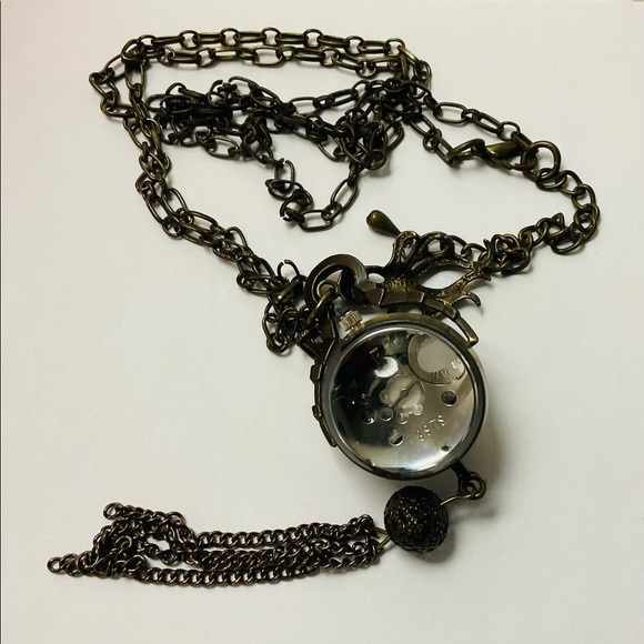 Vintage STEAMPUNK Orb Octopus Charm Watch Necklace - Picture 5 of 9